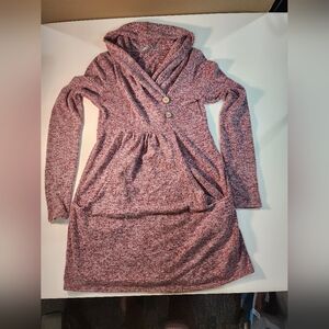 P.S. Kate Women's Pink Hooded Sweater Dress Size Small